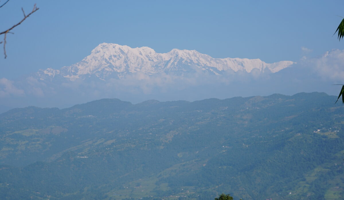 Blick auf die Berge von der Welt Frieden Stupa